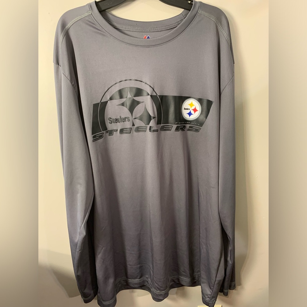 Men's XL STEELERS Football NFL Gray Long-Sleeve Performance Shirt